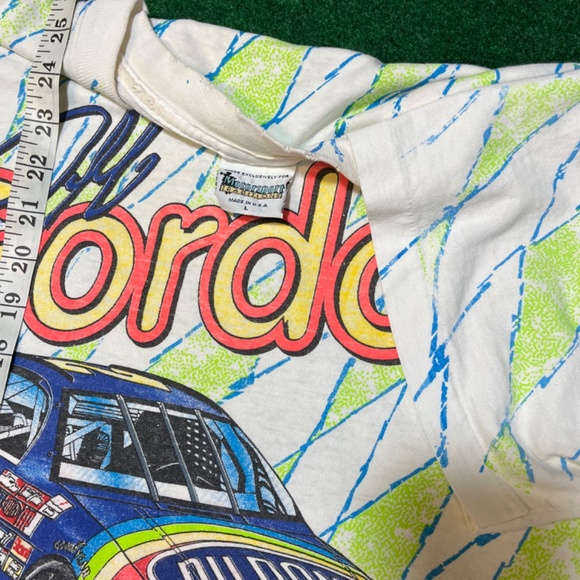 Vintage 90s RARE Jeff Gordon AOP NASCAR Single Sitch Large Baggy Skater Tshirt - Picture 4 of 5